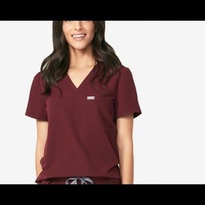 Figs Burgundy Caterina Scrub Top